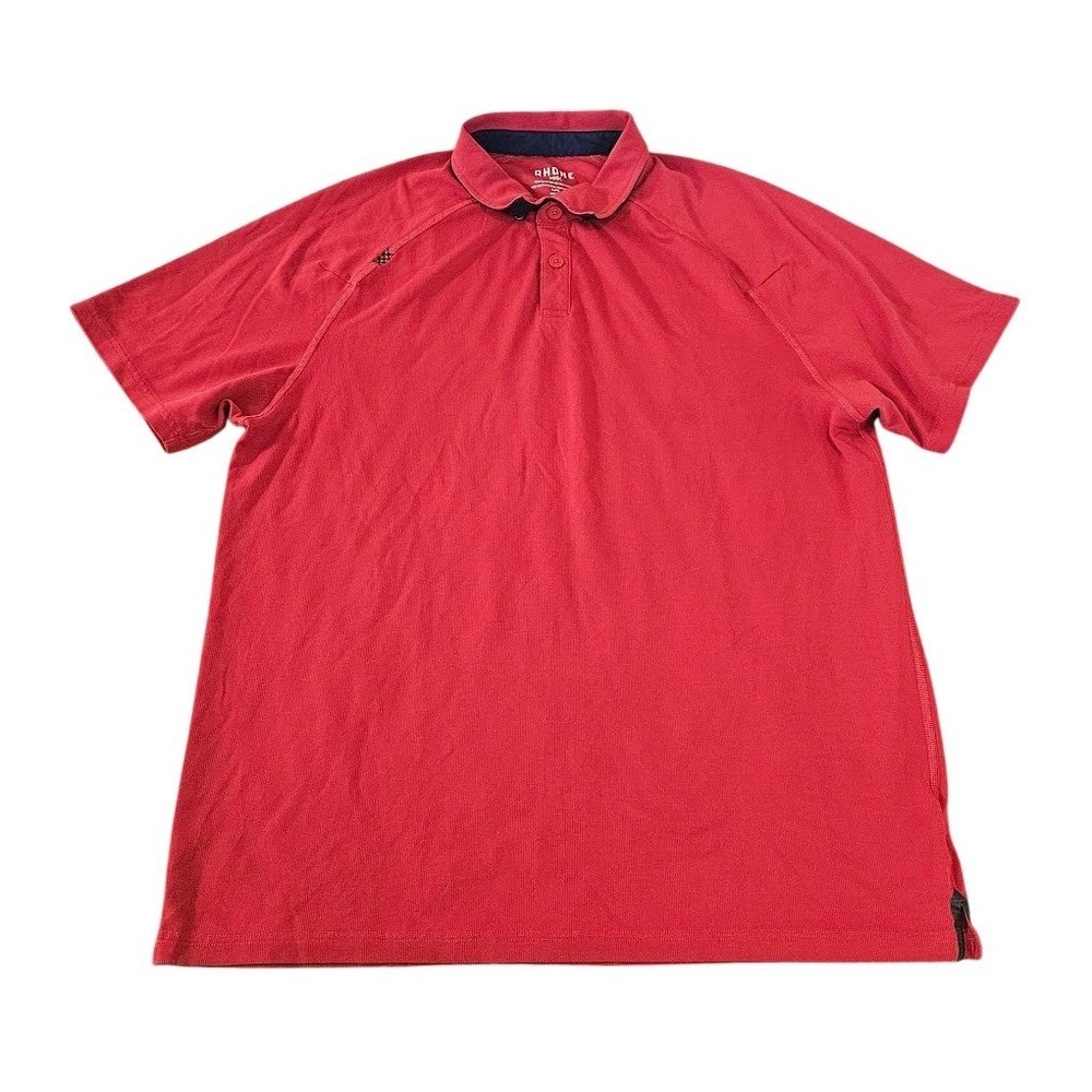Rhone Polo Shirt Mens Large Red Short Sleeve Performance Golf Top